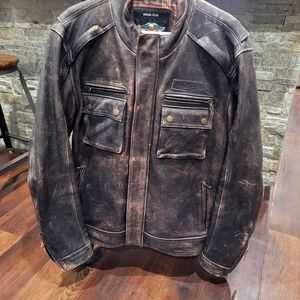 Men's Distressed Harley Motorcycle Jacket